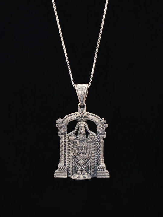 Lord Tirupati Balaji Antique Finish Sterling Silver Pendant