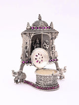 Goddess Lakshmi Elephant Motif Sterling Silver Kumkum Box