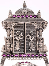 Goddess Lakshmi Elephant Motif Sterling Silver Kumkum Box