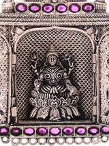 Goddess Lakshmi Elephant Motif Sterling Silver Kumkum Box