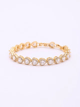 Multicolour Heart Stone Halo Tennis Bracelet in Gold Brass