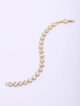 Multicolour Heart Stone Halo Tennis Bracelet in Gold Brass