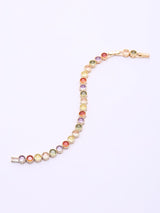 Multicolour Round Stone Studded Brass Tennis Bracelet