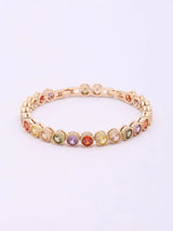 Multicolour Round Stone Studded Brass Tennis Bracelet