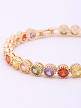 Multicolour Round Stone Studded Brass Tennis Bracelet