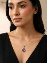 Amethyst Round Cut Sterling Silver Pendant