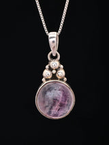 Amethyst Round Cut Sterling Silver Pendant