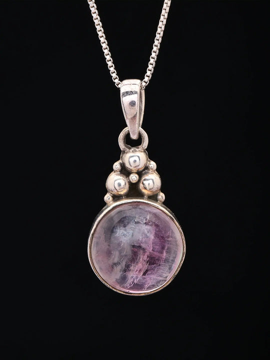 Amethyst Round Cut Sterling Silver Pendant