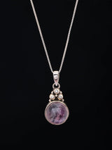 Amethyst Round Cut Sterling Silver Pendant