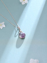 Amethyst Round Cut Sterling Silver Pendant