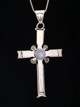 Moonstone Christian Cross Sterling Silver Pendant