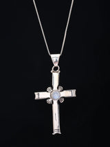 Moonstone Christian Cross Sterling Silver Pendant