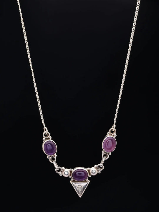 Amethyst and Sterling Silver Link Chain Necklace