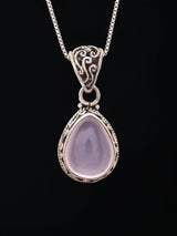 Rose Quartz Teardrop Sterling Silver Pendant