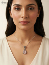 Rose Quartz Teardrop Sterling Silver Pendant