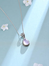 Rose Quartz Teardrop Sterling Silver Pendant