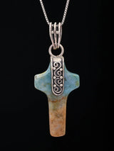 Turquoise and Sterling Silver Cross Pendant