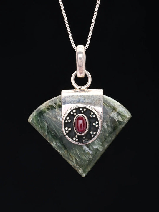 Seraphinite and Sterling Silver Pendant