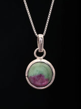 Round Cut Ruby Zoisite Sterling Silver Pendant