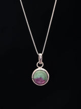 Round Cut Ruby Zoisite Sterling Silver Pendant