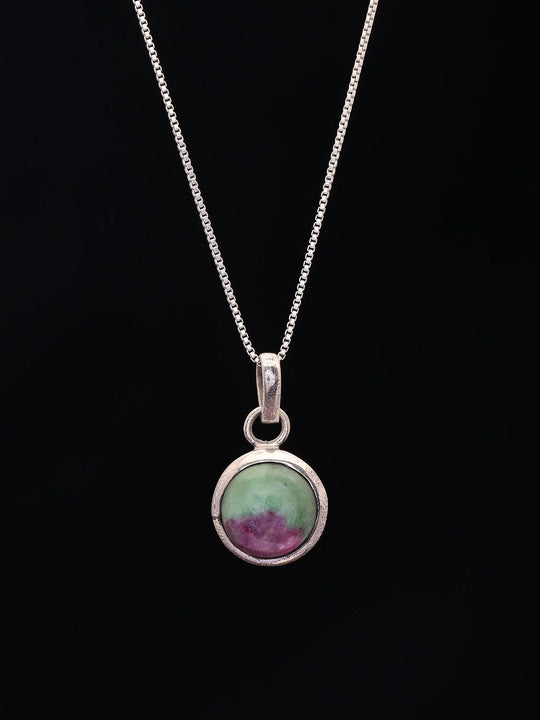 Round Cut Ruby Zoisite Sterling Silver Pendant