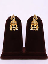 Twin Peacock Brass Necklace and Earrings Set with Stone Detailing