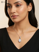 Oval Cut Moonstone Sterling Silver Pendant