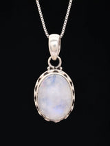 Oval Cut Moonstone Sterling Silver Pendant