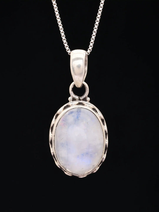 Oval Cut Moonstone Sterling Silver Pendant