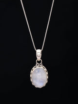 Oval Cut Moonstone Sterling Silver Pendant