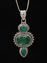 Faceted Emerald Sterling Silver Pendant