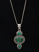 Faceted Emerald Sterling Silver Pendant