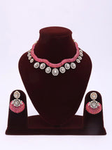 Ruby Stone Sterling Silver Necklace and Earrings Set