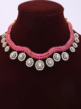 Ruby Stone Sterling Silver Necklace and Earrings Set