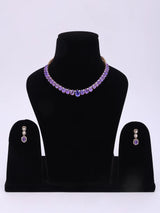 Faux Amethyst Teardrop Sterling Silver Necklace and Earrings Set