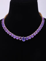 Faux Amethyst Teardrop Sterling Silver Necklace and Earrings Set