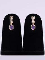 Faux Amethyst Teardrop Sterling Silver Necklace and Earrings Set