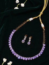 Faux Amethyst Teardrop Sterling Silver Necklace and Earrings Set