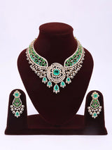 Faux Emerald Sterling Silver Bridal Necklace Set