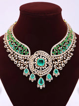 Faux Emerald Sterling Silver Bridal Necklace Set