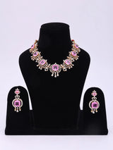 Lab Grown Pink Sapphire Sterling Silver Necklace Set