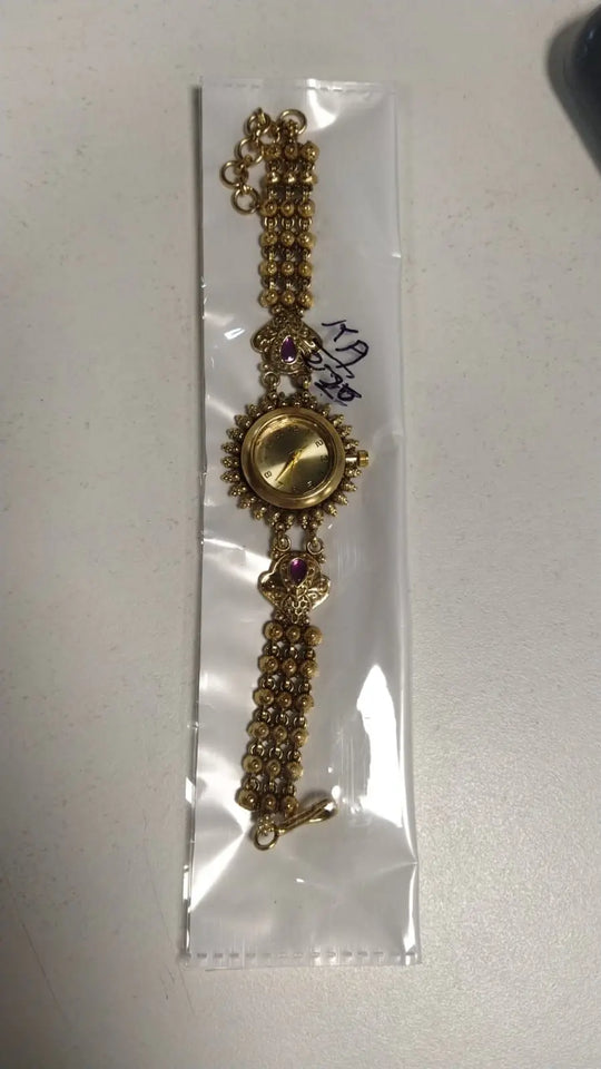 Antique Finish Kundan Brass Wrist Watch