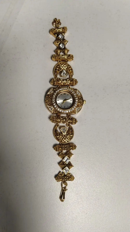 Kundan Stone Studded Brass Watch