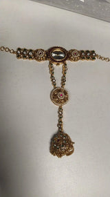 Kundan Haath Phool Bracelet Watch with Meenakari Dial