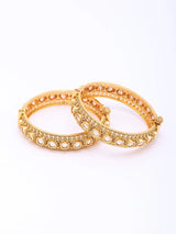 Kundan Set Brass Bangles with Polished Finish