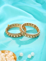 Kundan Set Brass Bangles with Polished Finish