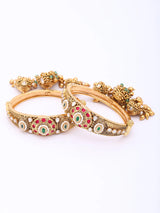 Kundan Set Brass Bangles with Traditional Meenakari Finish
