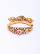 Kundan Set Brass Bangles with Traditional Meenakari Finish