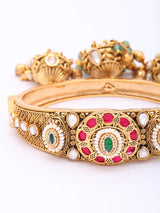 Kundan Set Brass Bangles with Traditional Meenakari Finish