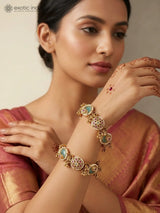 Kundan Set Brass Bangles with Floral Motif Detail